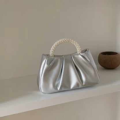 Exquisite Pearl-Embellished Cloud Handbag