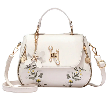 Elegant Floral Embroidered Bucket Handbag