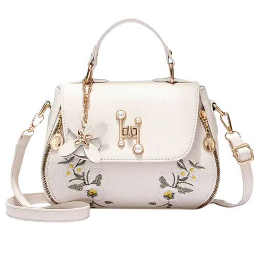 Elegant Floral Embroidered Bucket Handbag