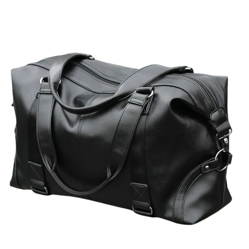 Elegant Men's Leather Travel Bag - Large Capacity