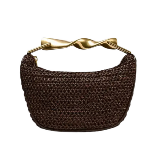 Exquisite Half-Moon Straw Shoulder Bag for Women