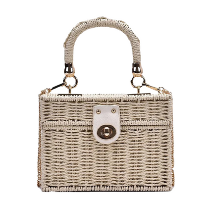 Exquisite Rattan Straw Box Purse for Women