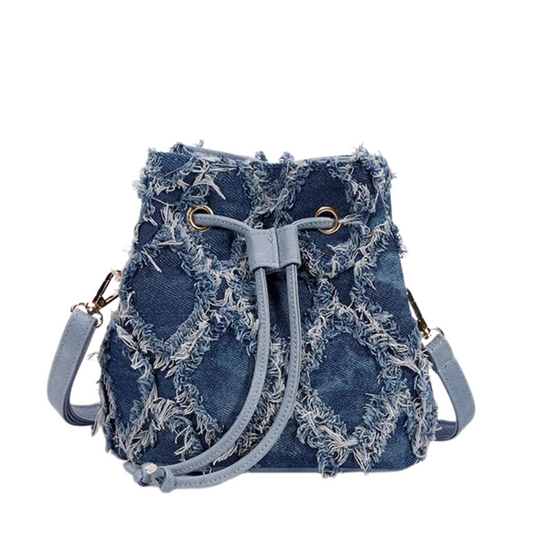 Exquisite Denim Tie-Dye Bucket Bag - Women's Elegance
