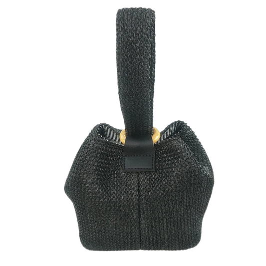 Elegant Straw Crossbody Handbag with Lock Closure