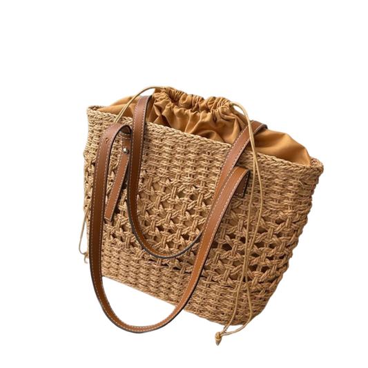 Exquisite Bohemian Straw Tote Bag - Summer Elegance