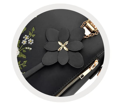 Exquisite Embroidered Women's Handbag - PU Leather