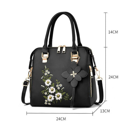 Exquisite Embroidered Women's Handbag - PU Leather