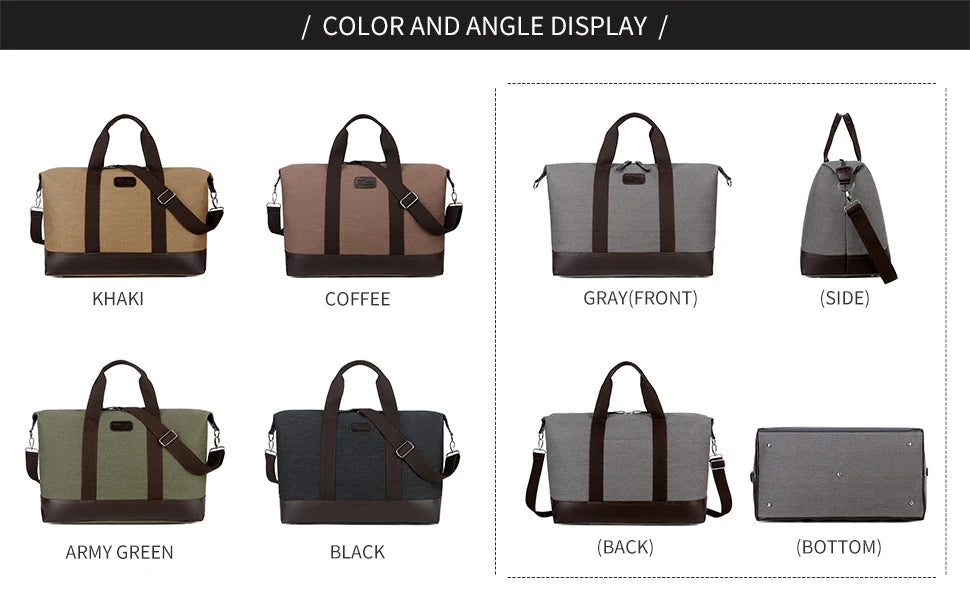 Elegant Vintage Canvas Travel Duffle Bag