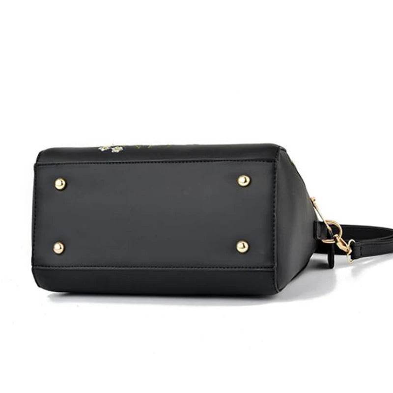 Exquisite Embroidered Women's Handbag - PU Leather