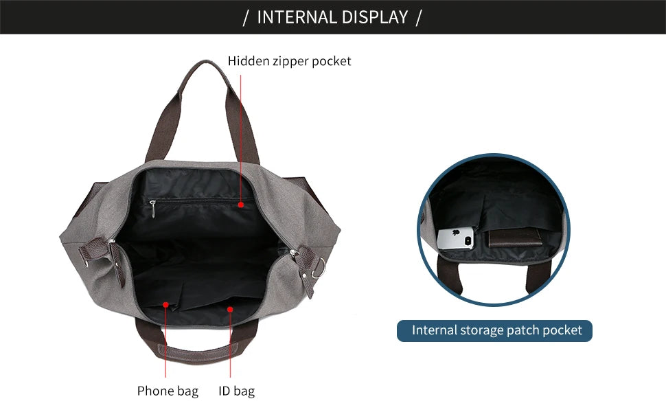 Elegant Vintage Canvas Travel Duffle Bag