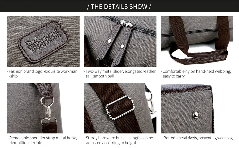 Elegant Vintage Canvas Travel Duffle Bag