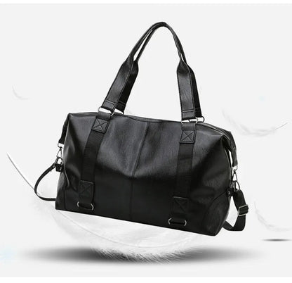 Elegant Men's Leather Travel Bag - Large Capacity