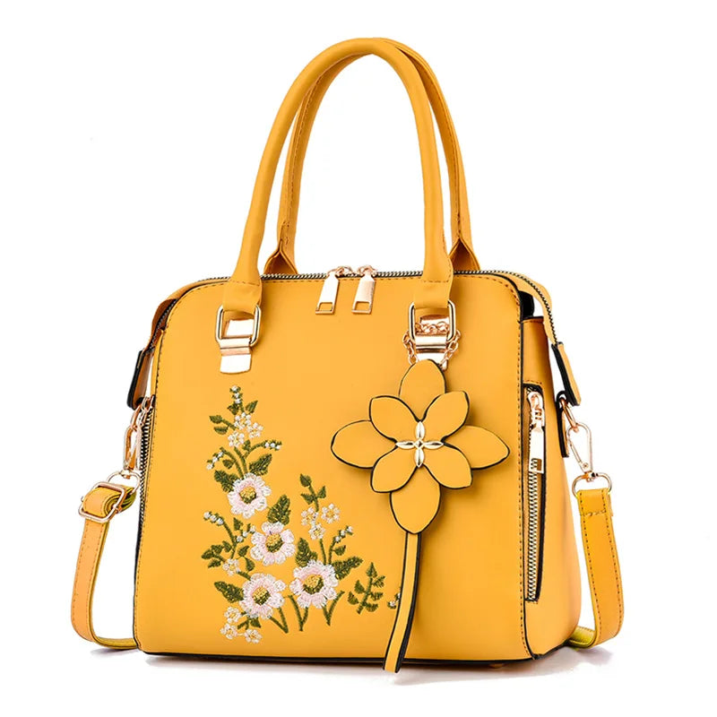 Exquisite Embroidered Women's Handbag - PU Leather