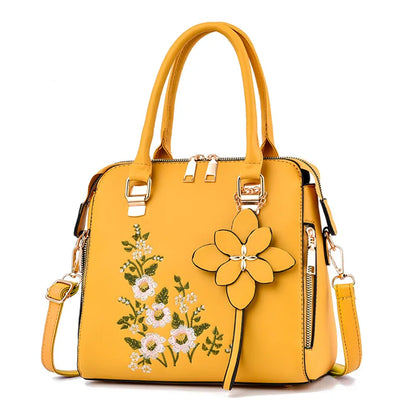 Exquisite Embroidered Women's Handbag - PU Leather