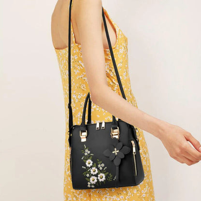Exquisite Embroidered Women's Handbag - PU Leather