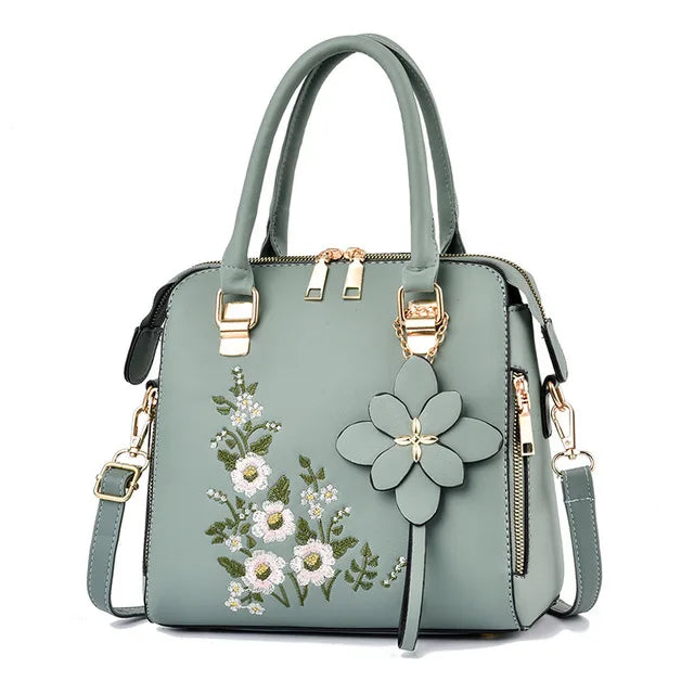 Exquisite Embroidered Women's Handbag - PU Leather
