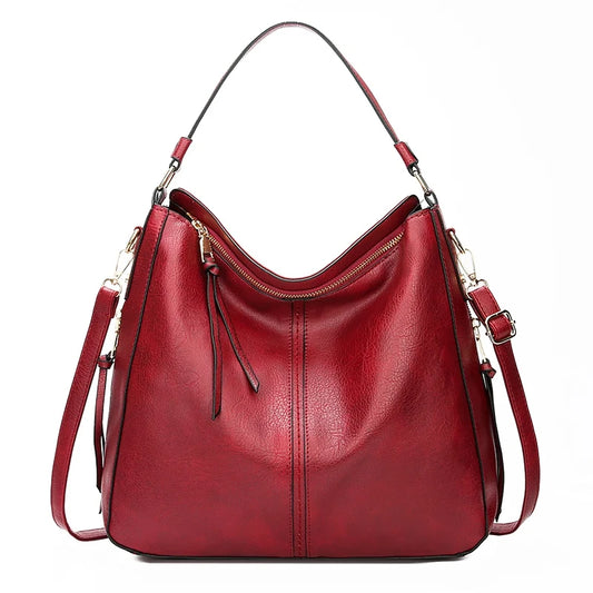 Elegant PU Leather Hobo Bag - Timeless Women's Tote