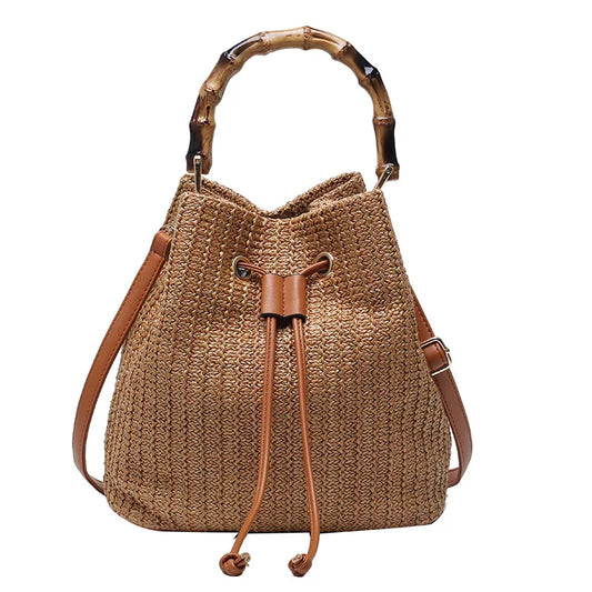 Exquisite Women's Straw Weave Bucket Bag