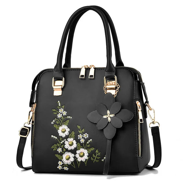 Exquisite Embroidered Women's Handbag - PU Leather