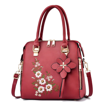 Exquisite Embroidered Women's Handbag - PU Leather