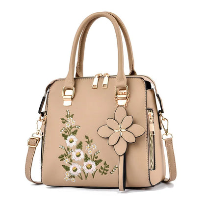 Exquisite Embroidered Women's Handbag - PU Leather
