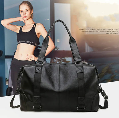 Elegant Men's Leather Travel Bag - Large Capacity