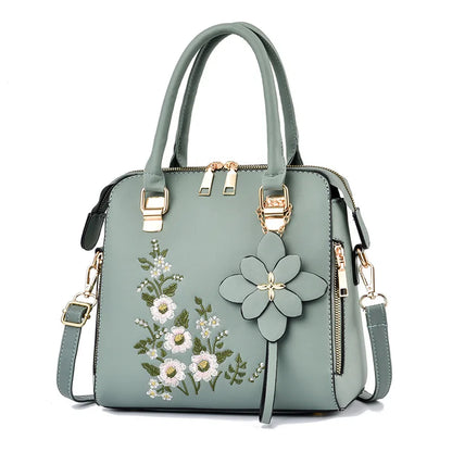 Exquisite Embroidered Women's Handbag - PU Leather