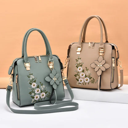 Exquisite Embroidered Women's Handbag - PU Leather