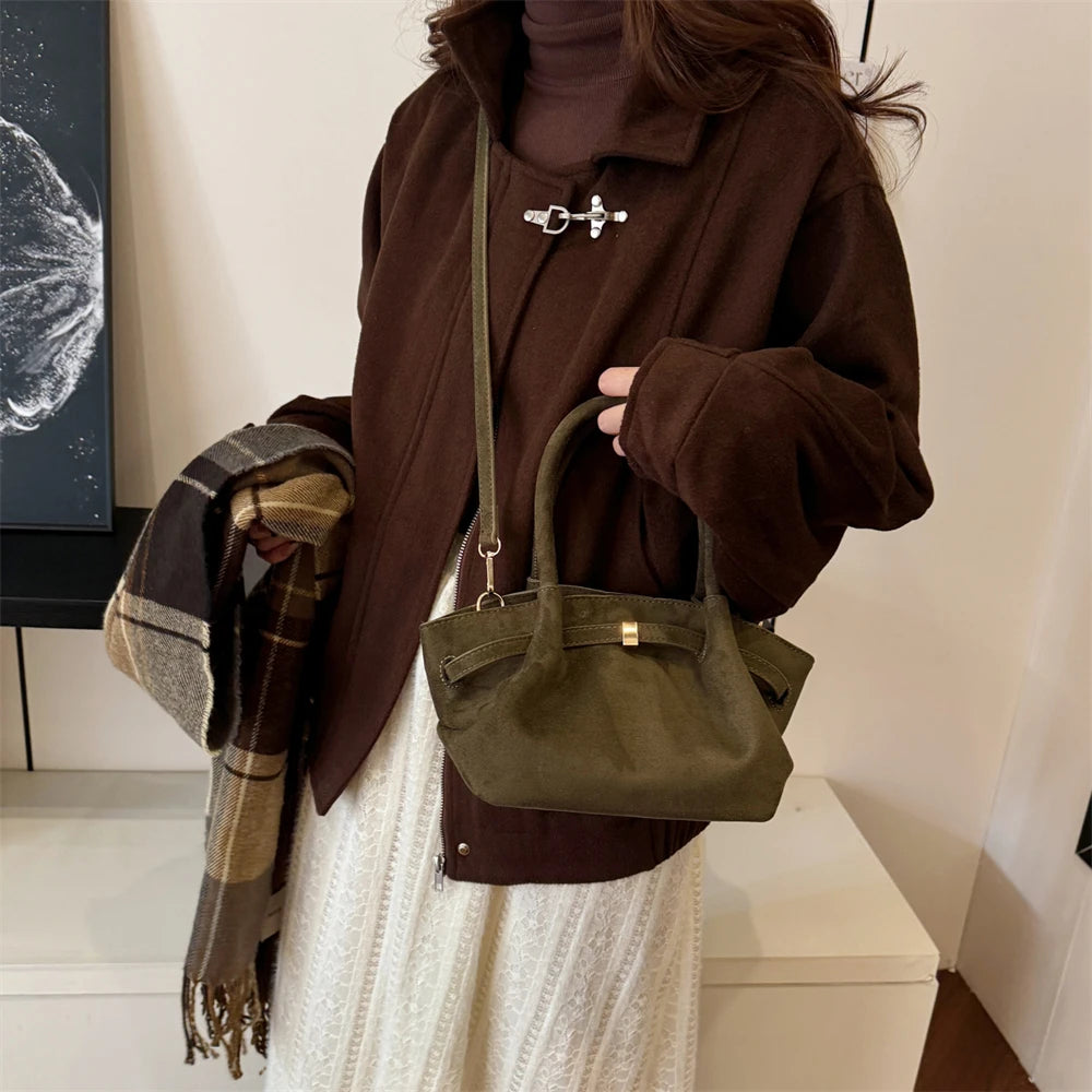 MOODS Burgundy Luxury Suede Handbag for Women
