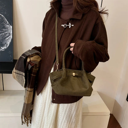 MOODS Burgundy Luxury Suede Handbag for Women
