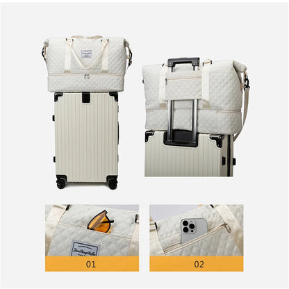 Elegant Women's Travel Duffle Bag with Shoe Compartment