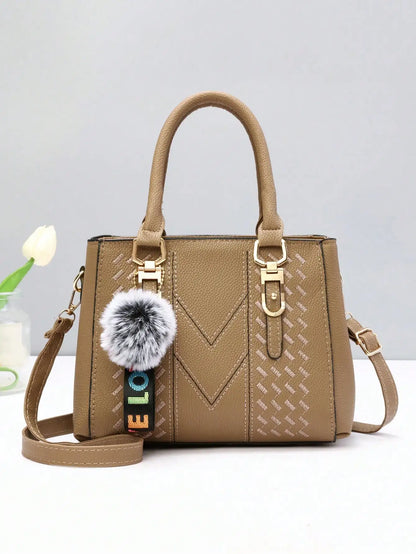 Exquisite PU Leather Women's Handbag - Retro Elegance