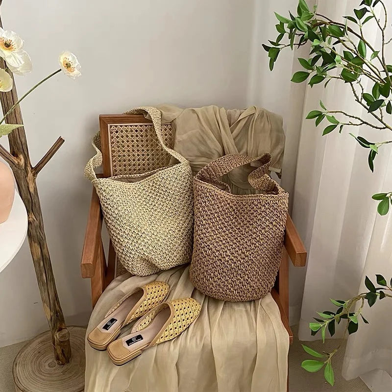 Exquisite Summer Basket Weave Tote Bag