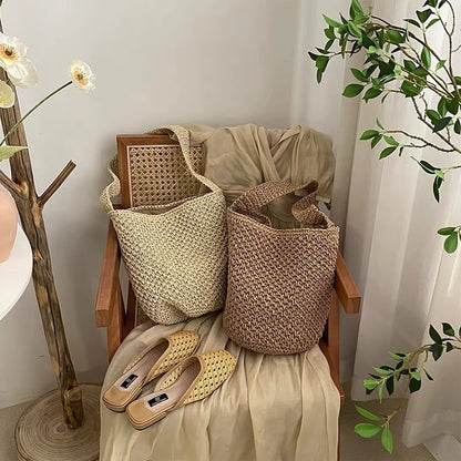 Exquisite Summer Basket Weave Tote Bag