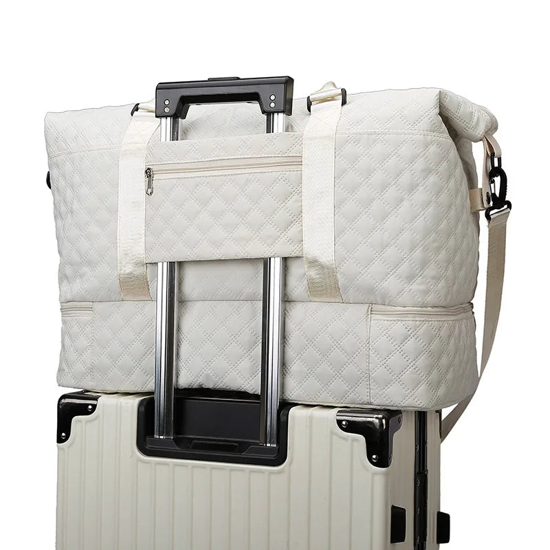 Elegant Women's Travel Duffle Bag with Shoe Compartment
