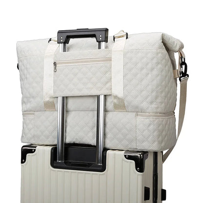 Elegant Women's Travel Duffle Bag with Shoe Compartment