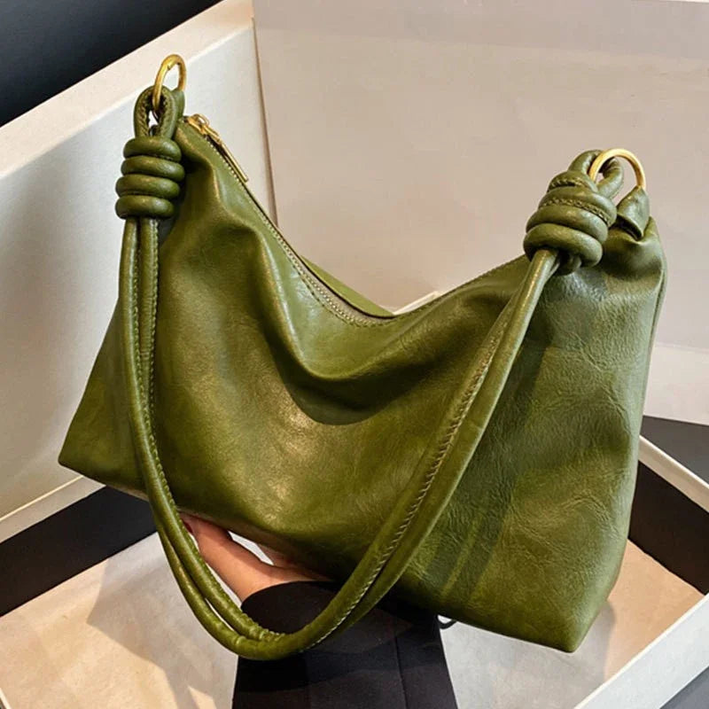 Exquisite Women's Leather Shoulder Bag - Geometric Elegance