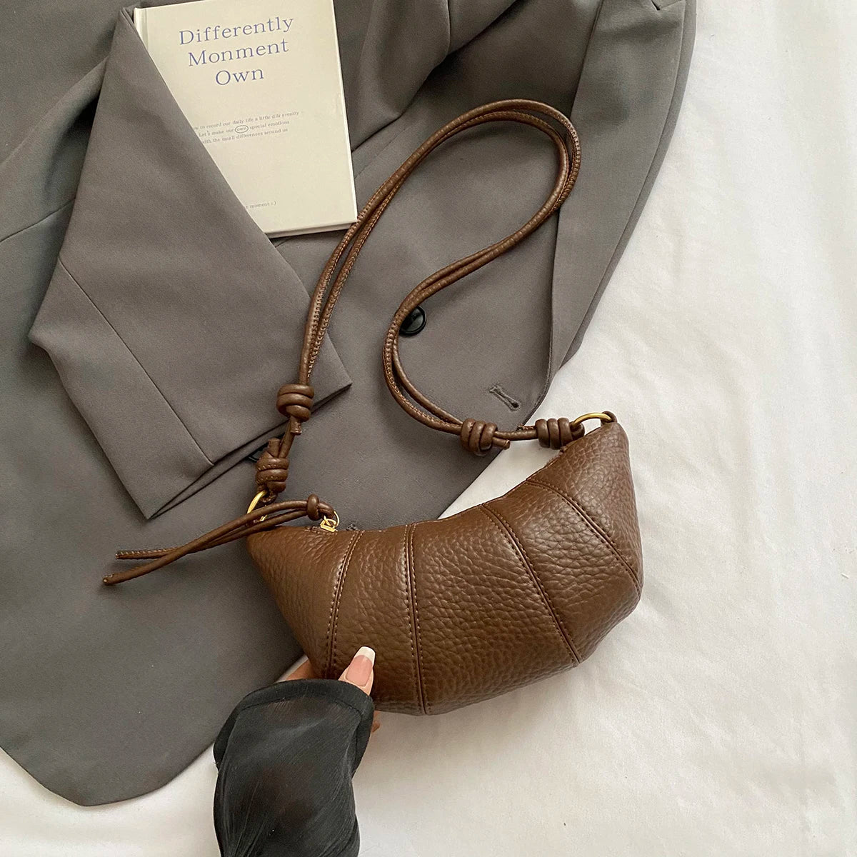 Elegant Splicing Leather Shoulder Bag - Women's Fashion