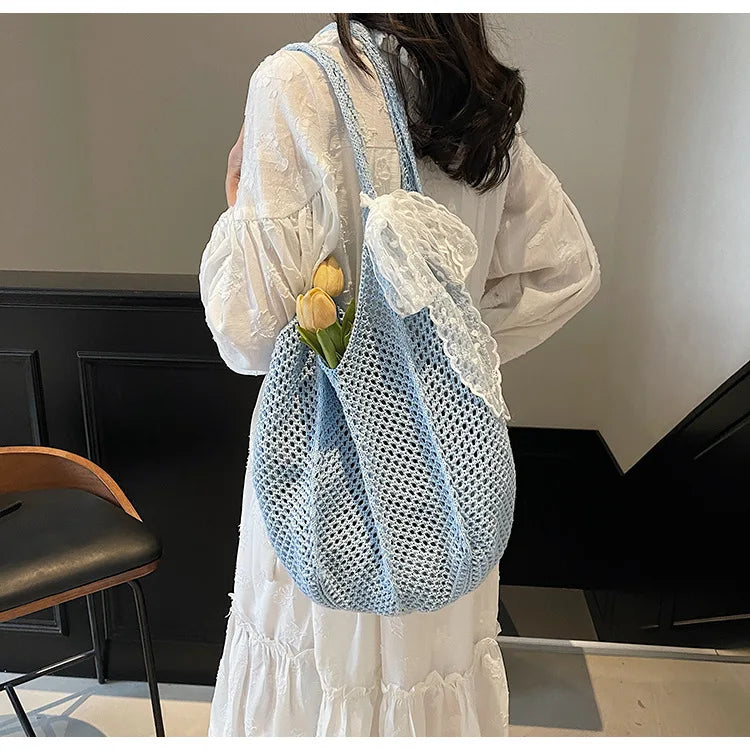 Elegant Handwoven Women's Tote Bag - Summer Beach Style