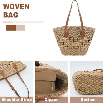 Exquisite Women's Woven Straw Tote Bag