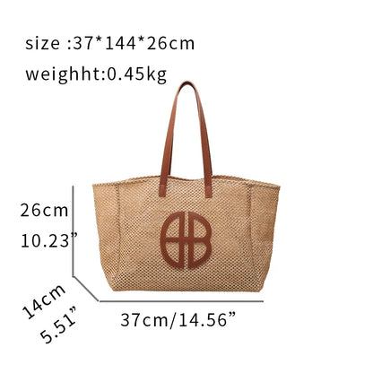 Elegant Straw Tote Bag - Luxury Beach Essential