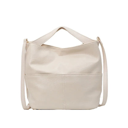 Elegant Women's Bucket Tote Bag - Soft PU, Large Capacity