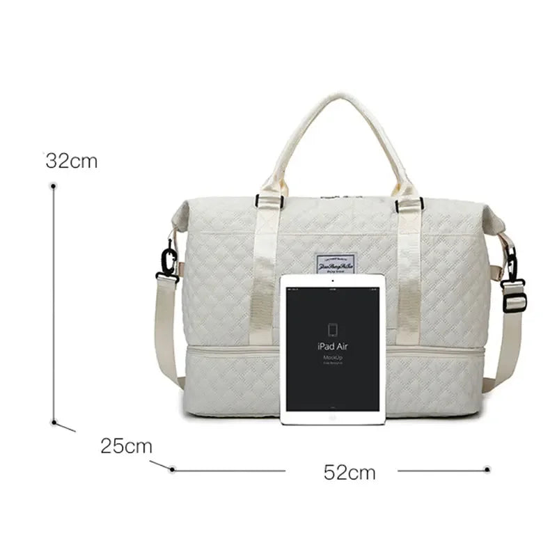 Elegant Women's Travel Duffle Bag with Shoe Compartment