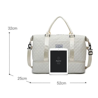 Elegant Women's Travel Duffle Bag with Shoe Compartment