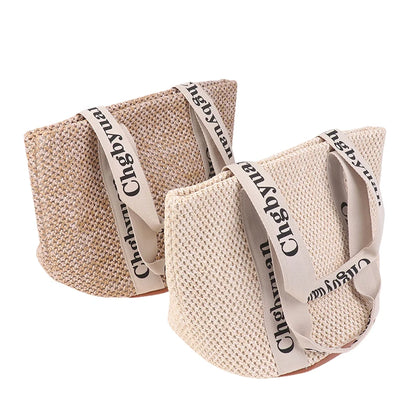 Exquisite Handmade Straw Beach Tote Bag