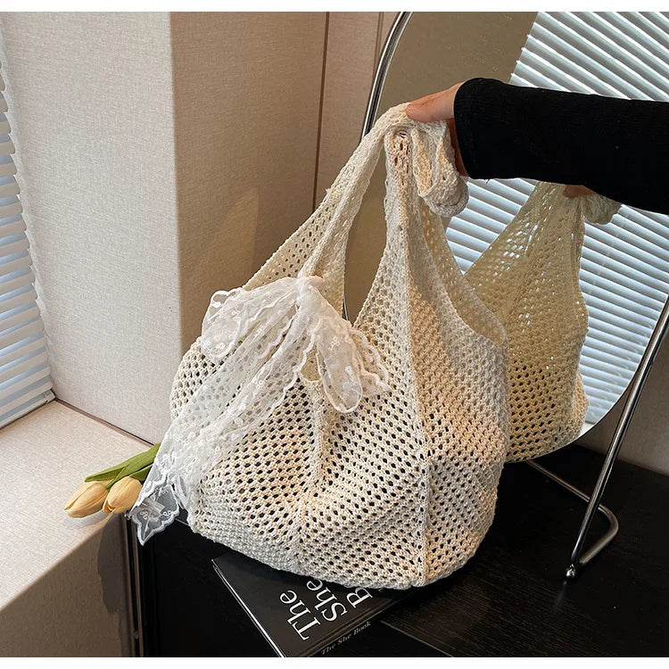 Elegant Handwoven Women's Tote Bag - Summer Beach Style