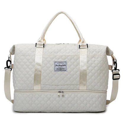 Elegant Women's Travel Duffle Bag with Shoe Compartment