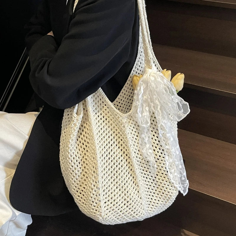 Elegant Handwoven Women's Tote Bag - Summer Beach Style