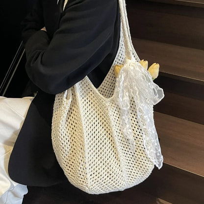 Elegant Handwoven Women's Tote Bag - Summer Beach Style