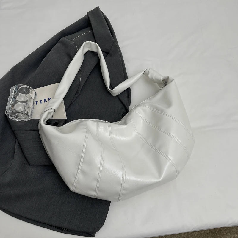 Exquisite Crescent Shoulder Bag - Soft PU Leather Elegance
